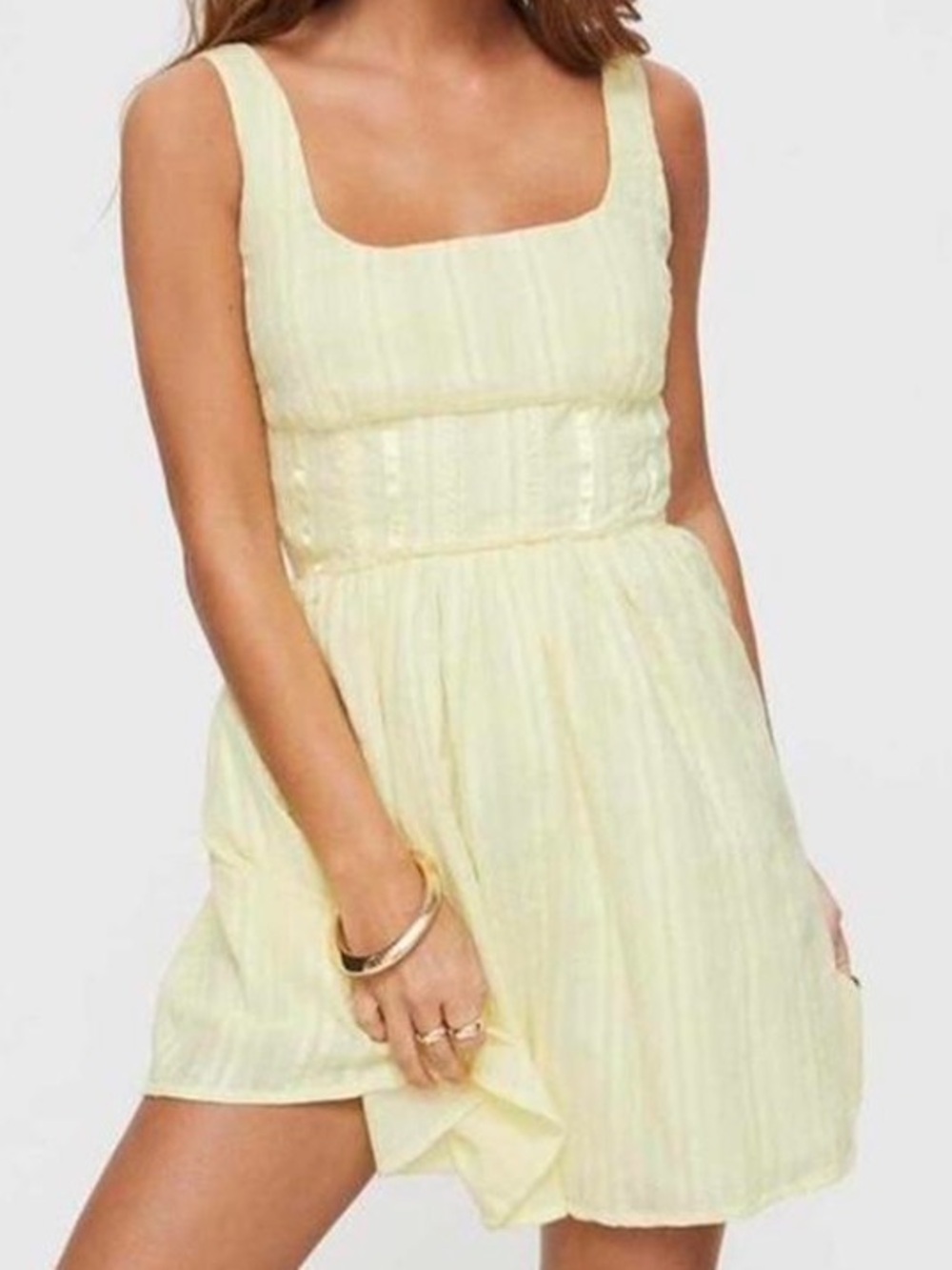 Princess Polly Pale Yellow Square Neck Mini Dress